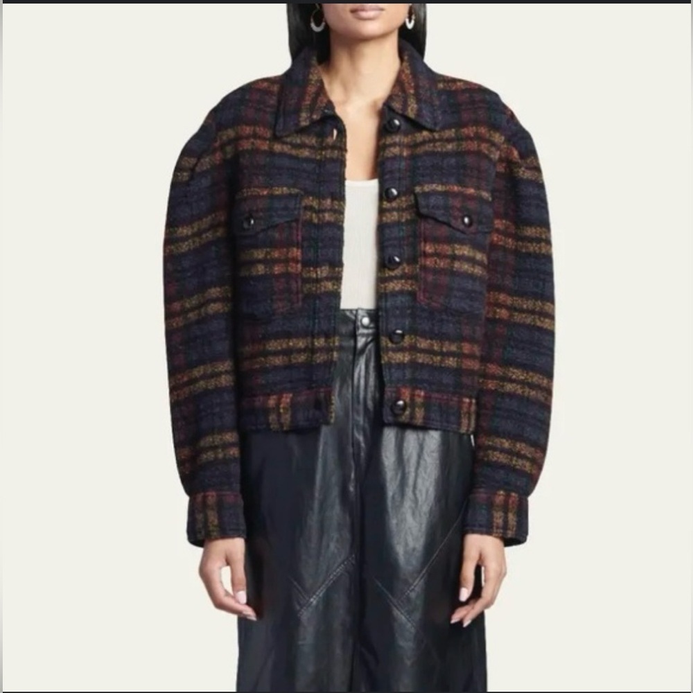 Isabel Marant Étoile “Leiko” Plaid Wool Jacket Multicolor US 12 (Size 44)